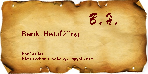 Bank Hetény névjegykártya